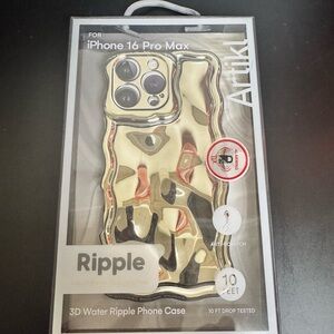 Gold 3D Water Ripple Phone Case for iPhone 16 Pro Max